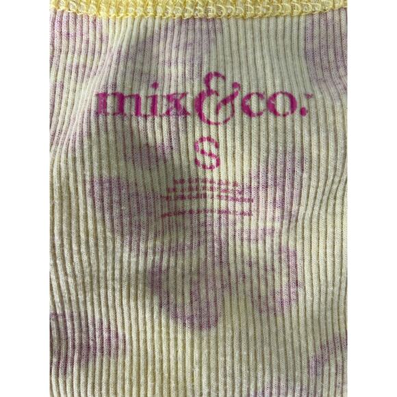 Mix & Co. yellow pink butterfly ribbed stretch tank top women's size small - Picture 4 of 4